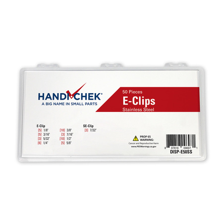 Handi-Chek External Retaining Ring Assortment, Stainless Steel, Plain Finish, 50 Pieces, 9 Sizes DISP-E50SS